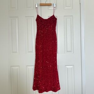 Red Sequin Slip Dress | Party / Holiday Dress